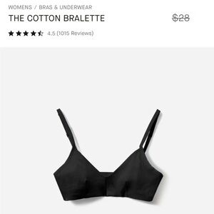 2 Everlane Cotton Bralette Black Size Large
